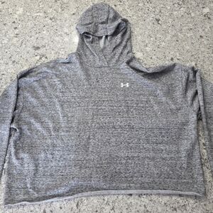 UNDER ARMOUR Womens Oversized Cropped Lightweight Hoodie Medium Heather Grey